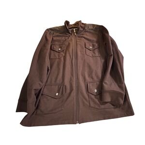 Lauren Ralph Lauren Active Brown Full Zip Jacket Men 2XL Career Casual